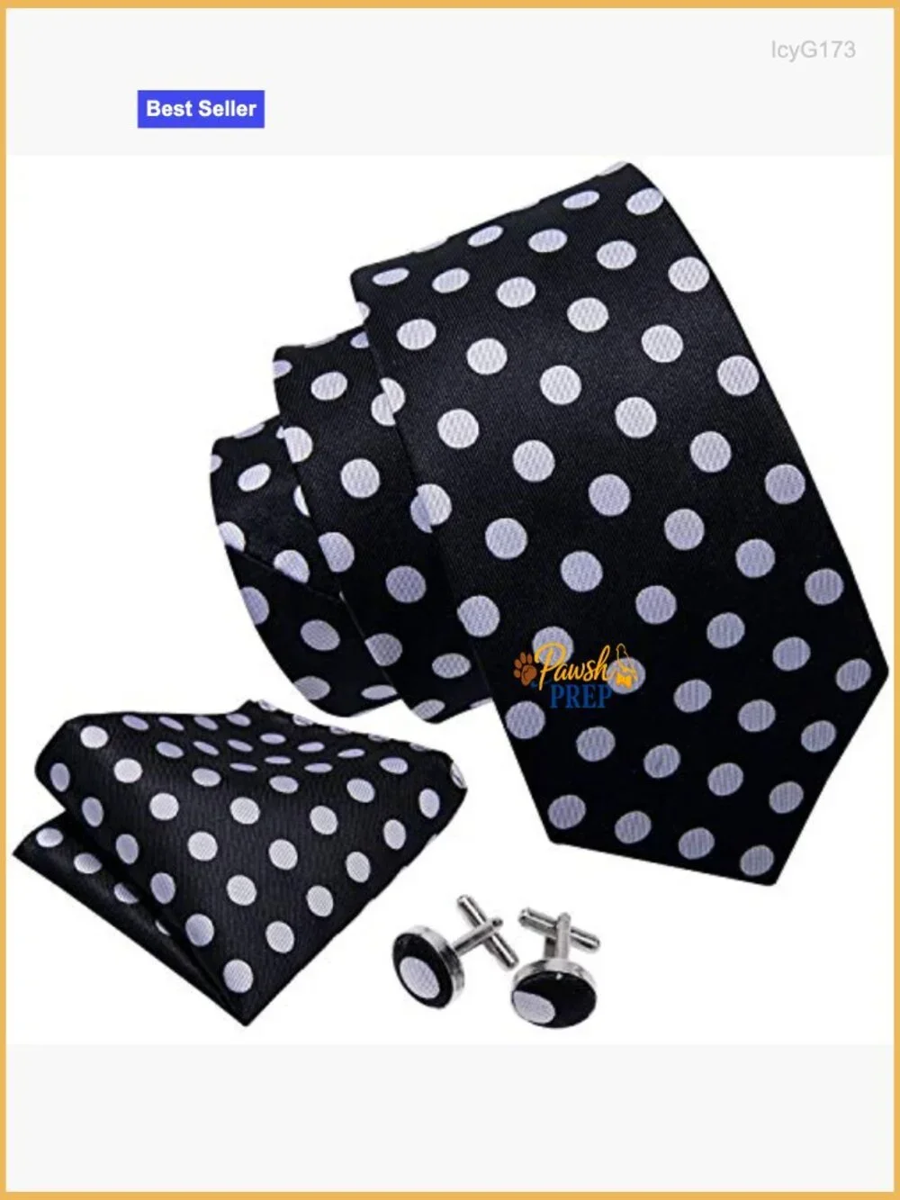 Men's Silk Tie Set with Pocket Square and Cufflinks for Business Wedding